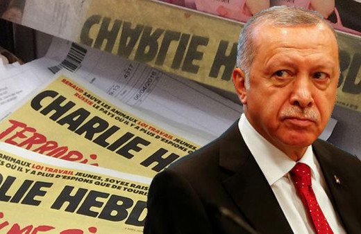 Charlie Hebdo'dan ahlaksız karikatür! Cumhurbaşkanı Erdoğan'a hakaret davası başladı