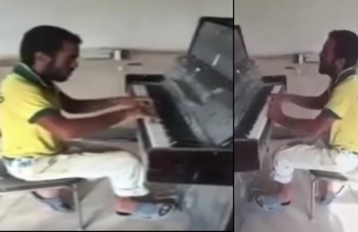 Twitter onu konuşuyor! Piyano çalan inşaat ustası izleyenleri şaşkına çevirdi:  TV'de izlediğimde...