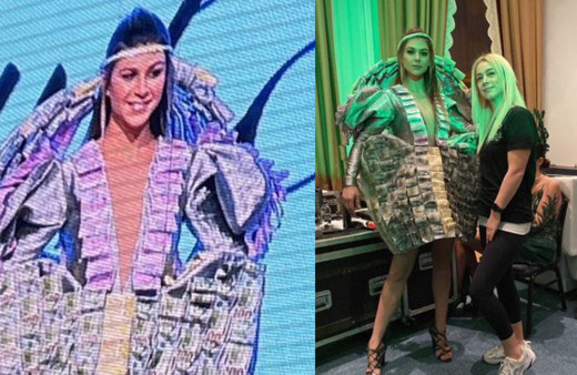 Dolar ve Euro ile elbise tasarladı! Genç modacı defileyi salladı