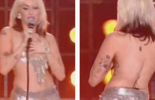 Dünyaca ünlü yıldız Miley Cyrus'un konserde bluzu düştü! Binlerce kişinin önünde çıplak kaldı!
