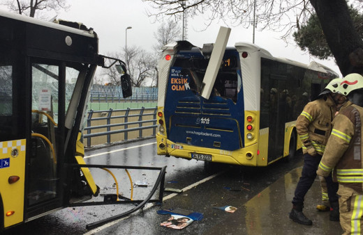 Sarıyer'de İETT otobüsleri çarpıştı Yaralılar var