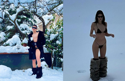 Kerimcan Durmaz'ın karda çıplak pozları Instagram'ı salladı Kendall Jenner'a benzetildi