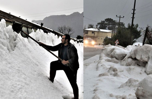 Antalya'da sıradışı meteoroloji olayı! 30 santimetre dolu yağdı inanılmaz görüntüler
