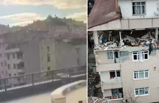 Üsküdar'daki binanın patlama anının dehşet görüntüsü