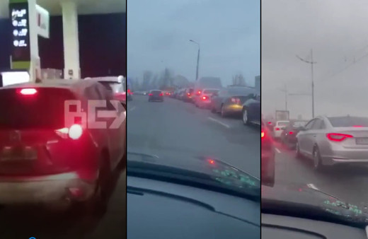 Rusya Ukrayna'yı bombaladı Kiev'de hayat felç oldu! Kilometrelerce kuyruk oluştu: Herkes kaçıyor