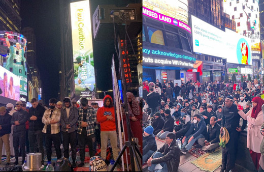 New York Times meydanında ilk kez teravih namazı kılındı ABD'liler ne olacak diye sordu