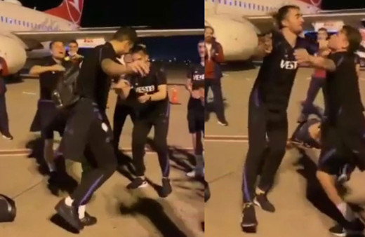 Trabzonsporlu oyuncular havaalanında kolbastı oynadı ortalık yıkıldı