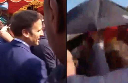 Yeniden seçilen Macron'a domatesli saldırı şoku daha önce de yumurta yemişti