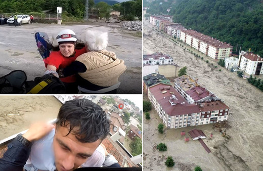 Sel felaketinde mahsur kalan 11 kişi helikopterle tahliye edildi