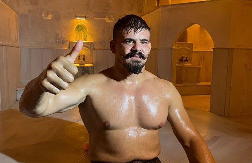 Başpehlivan Cengizhan Şimşek "hamam" ritüelini sürdürdü