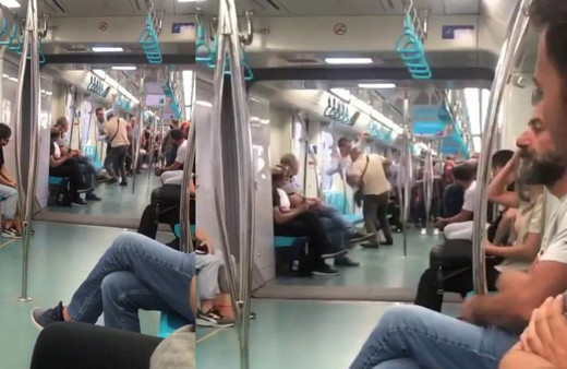 Pendik'te Marmaray'da güreşir gibi kavga ettiler
