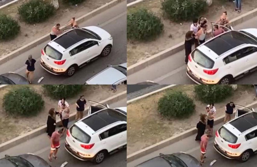 Otomobilinin içinde darp edilen sürücü çıkıp tamponunu kontrol etti