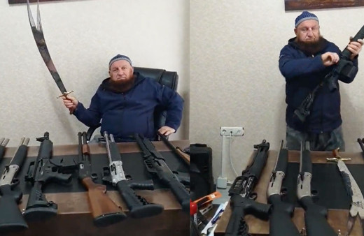 Rizeliler Derneği değil sanki cephanelik! Başkan silah ve kılıçlarla havasını attı