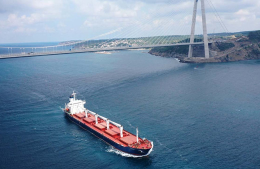 'Razoni' ve Yavuz Sultan Selim Köprüsü bir arada; tahıl gemisi İstanbul Boğazı'ndan geçti