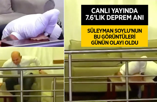 Süleyman Soylu dizlerinin üstüne çöktü canlı yayındaki 7.6'lık deprem anı videosu olay