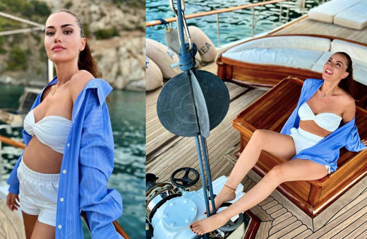 Ayrılmadık diyerek teknede nispet yapan Fahriye Evcen bikinili pozlarını paylaştı! O detay hemen göze çarptı