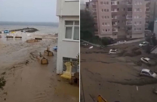 Bursa Mudanya'da deniz karayla birleşti arabalar gitti Bandırma'da mor kütle patladı