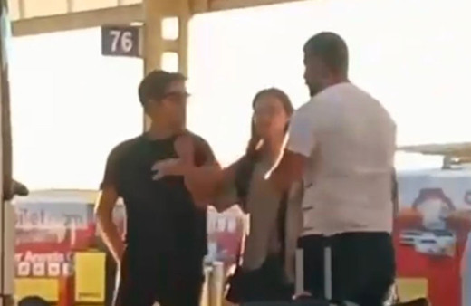 Otogarda karşılaştılar! Eski ve yeni sevgilinin yumruk yumruğa kavgası kameralarda