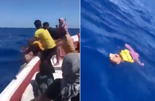 Susuzluktan ölen bebeğini denize attı! Mülteci dramı kamerada