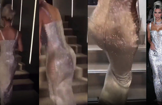 Kim Kardashian'ın zor anları! Dar elbisesi başına bela oldu: Bakın merdivenleri nasıl çıktı