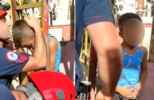 Oyun oynarken demir kapıya kafasını sıkıştırdı! Çocuğu itfaiye kurtardı