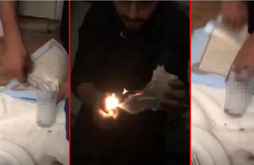 Bu saygısızlığı hayvan yapmaz! İçki masasında Kur'an-ı Kerim'i yırtıp yaktılar