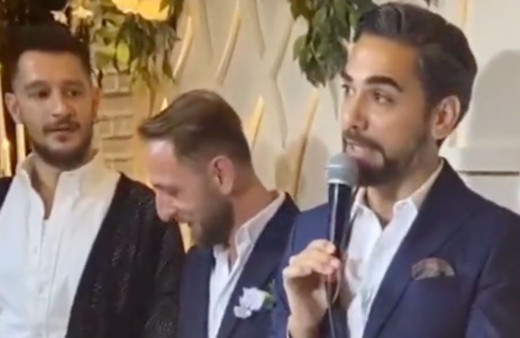 Kadir Doğulu'dan nişan töreninde garip tavırlar! Uraz Kaygılaroğlu kendi zor tuttu