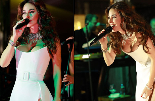 Defne Samyeli eğilince olanlar oldu! Derin yırtmaçlı, göğüs dekolteli elbisesiyle öyle bir frikik verdi ki sosyal medya yıkıldı!