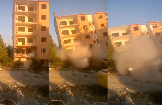 Bursa'da bir kişi attığı taşla 5 katlı binayı yıktı! O anlar kamerada....