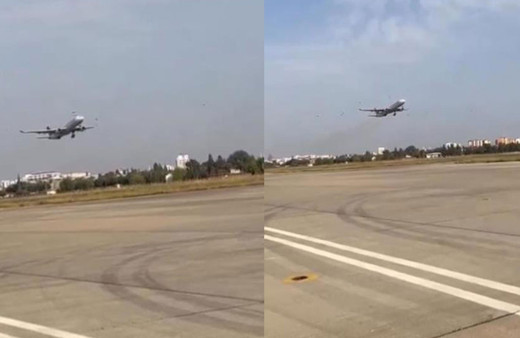 Adana'da THY uçağı kuş sürüsüne çarpmamak için pisti pas geçti! O anlar kamerada...