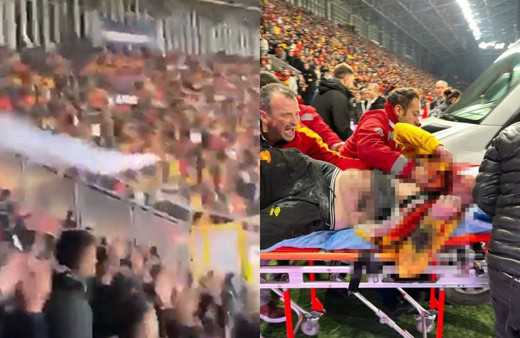 Göztepe Altay maçında taraftarların üzerine işaret fişeği atan holigan yakalandı!