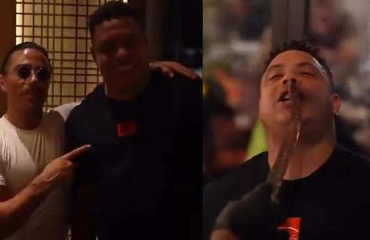 Nusret Katar'da şov yaptı! Brezilya Milli Takımı'nı ağırladı, efsane Ronaldo'yu elleriyle besledi!