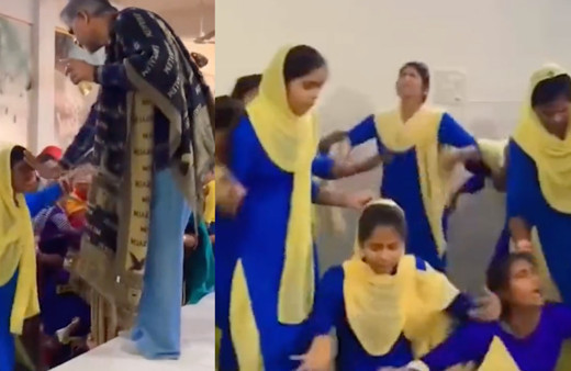 Bu adam kadınlara ne yapıyor? Hindistan'daki ayin inanılmaz alnına dokunduğu kadın...