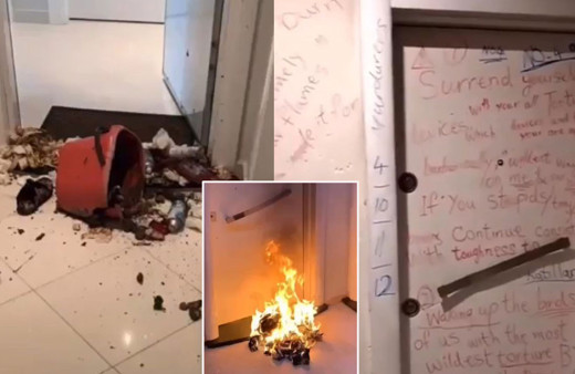 Komşularının kapısına dışkı sürüp duvarlarına tehdit yazdı! Kapıların önünde ateş yaktı!