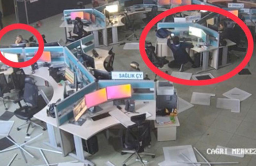 Depreme rağmen görevine böyle devam etti: O anlar kamerada