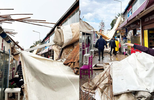Bodrum'u fırtına vurdu! Restoran çatılarını uçurdu, yaralılar var