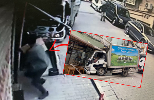 Freni boşalan kamyonet dehşet saçtı: Ölümden kıl payı kurtuldular, o anlar kamerada!