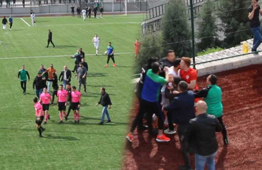Son düdük çaldı, saha karıştı! Yenilen takımın yöneticileri hakeme saldırdı o anlar kamerada!