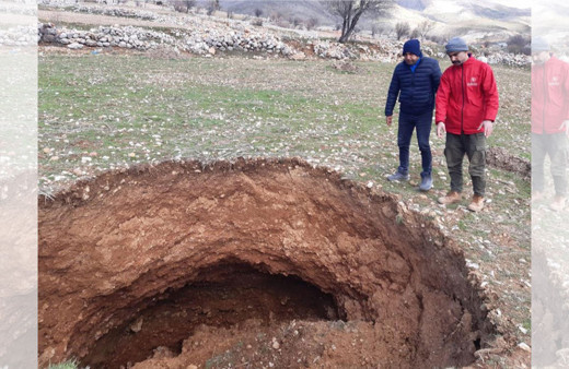 Kahramanmaraş'ın Nurhak ilçesinde deprem sonrası obruklar oluşmaya başladı