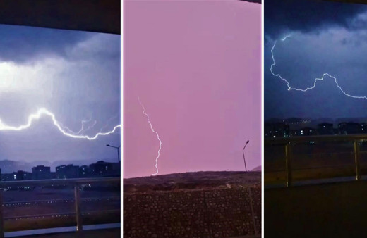Elazığ'da şimşekli gece. Ortalık gündüz gibi aydınlandı
