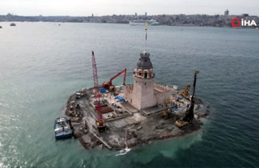 Kız Kulesi havadan görüntülendi. İşte Kız Kulesi'nin son hali