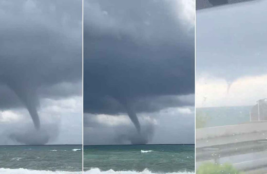 Antalya’da denizde oluşan hortum kamerada