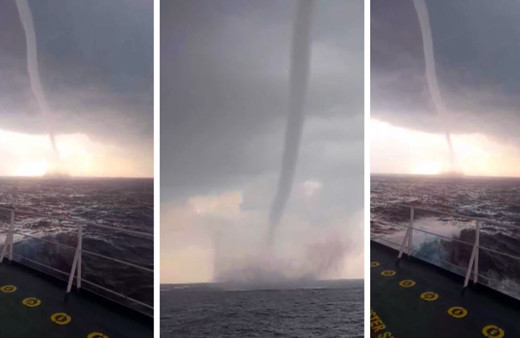 Antalya'da denizde oluşan dev hortum gemiden görüntülendi