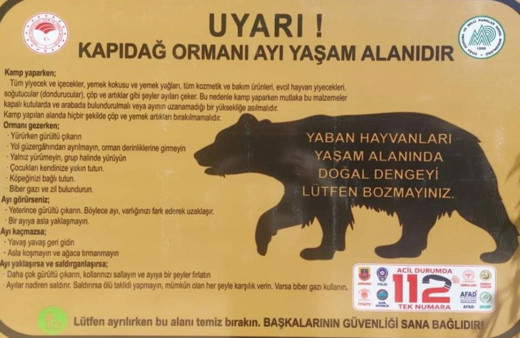 Balıkesir'de ayı uyarısı levhaları asıldı