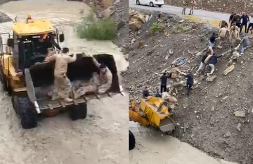 Hakkari'de askeri araç Zap suyuna uçtu! 9 yaralı asker kepçe yardımı ile çıkarıldı