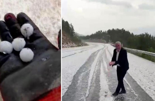 Sivas’ta ceviz büyüklüğünde dolu yağdı!