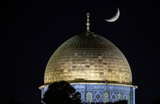 Mescid-i Aksa'da hilal, Kubbet'üs-Sahra Camii'yle buluştu! Muheteşem fotoğraflar