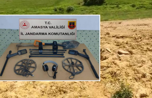 Amasya'da defineciler suçüstü jandarmaya yakalandı