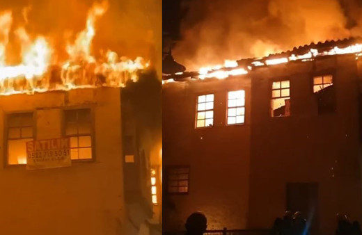 15 yıldır satılamadı! 22 milyonluk tarihi bina yangında küle döndü: Alevler geceyi aydınlattı!