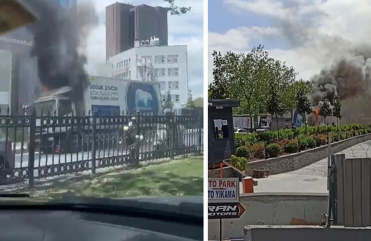 İstanbul Maslak’ta bir kamyon alev alev yandı
